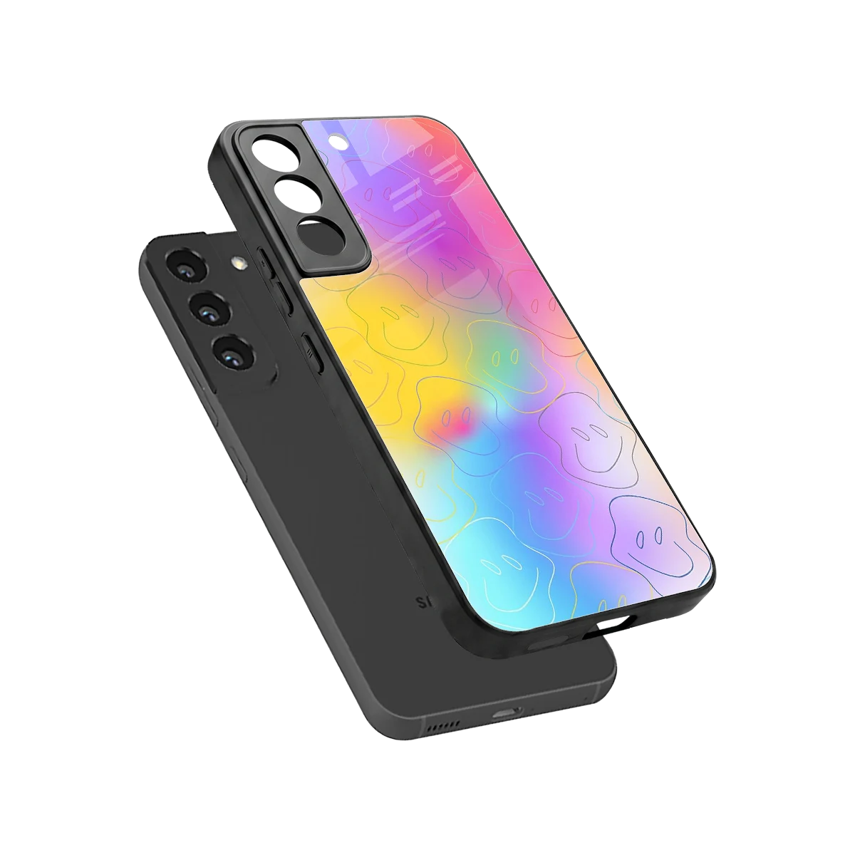 Smiley Colorburst sleek samsung galaxy s22 cover with tempered glass back and TPU edges