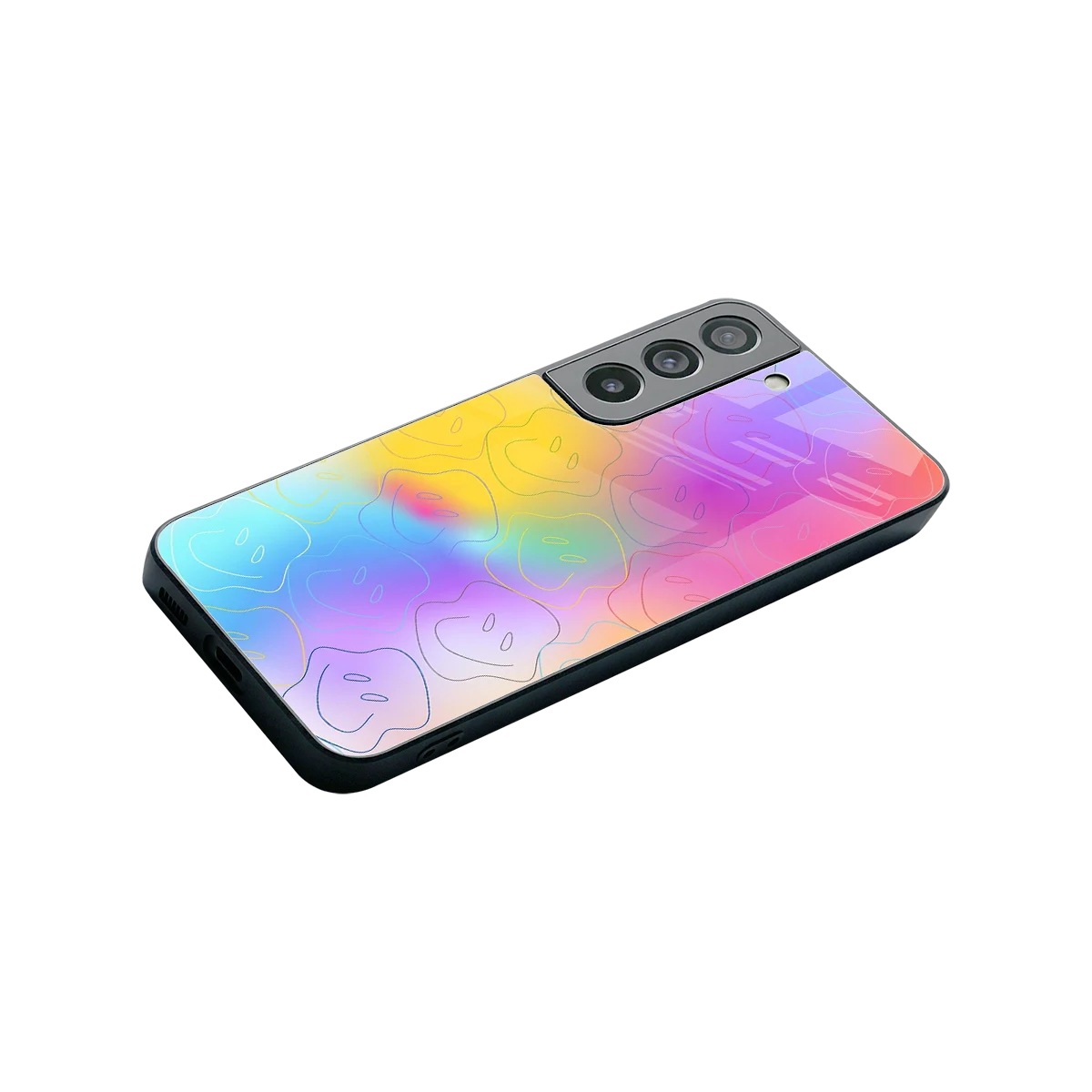 Smiley Colorburst stylish phone case for samsung galaxy s22 | glossy glass and slim fit