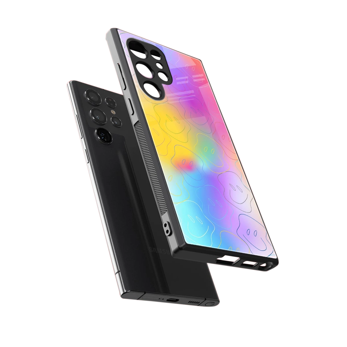 Smiley Colorburst sleek samsung galaxy s23 ultra cover with tempered glass back and TPU edges