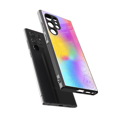 Smiley Colorburst sleek samsung galaxy s23 ultra cover with tempered glass back and TPU edges