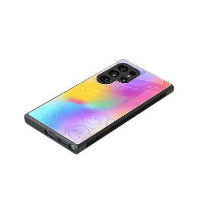 Smiley Colorburst stylish phone case for samsung galaxy s24 ultra | glossy glass and slim fit