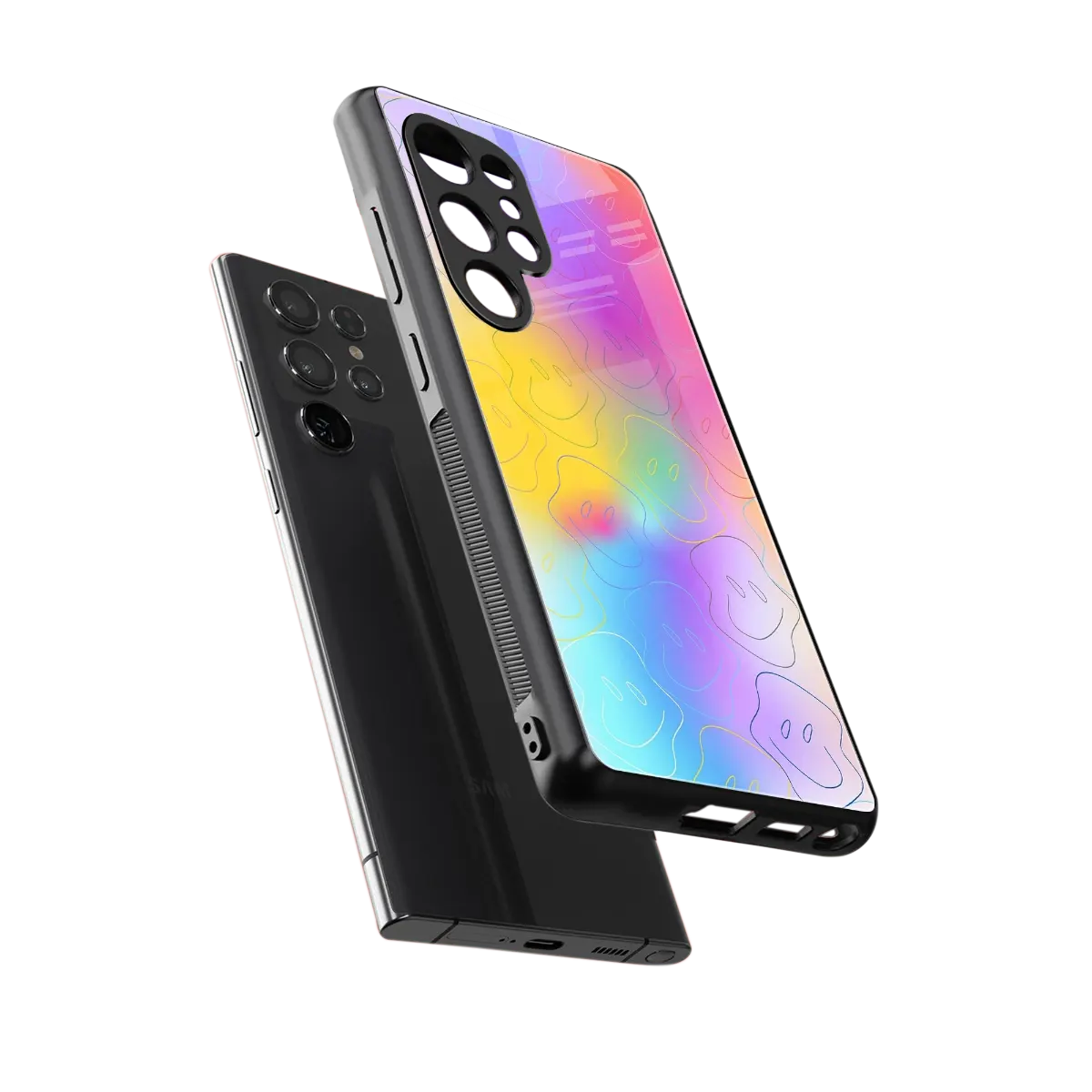 Smiley Colorburst sleek samsung galaxy s25 ultra cover with tempered glass back and TPU edges