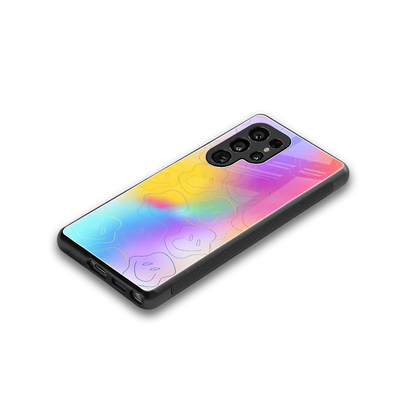 Smiley Colorburst stylish phone case for samsung galaxy s25 ultra | glossy glass and slim fit
