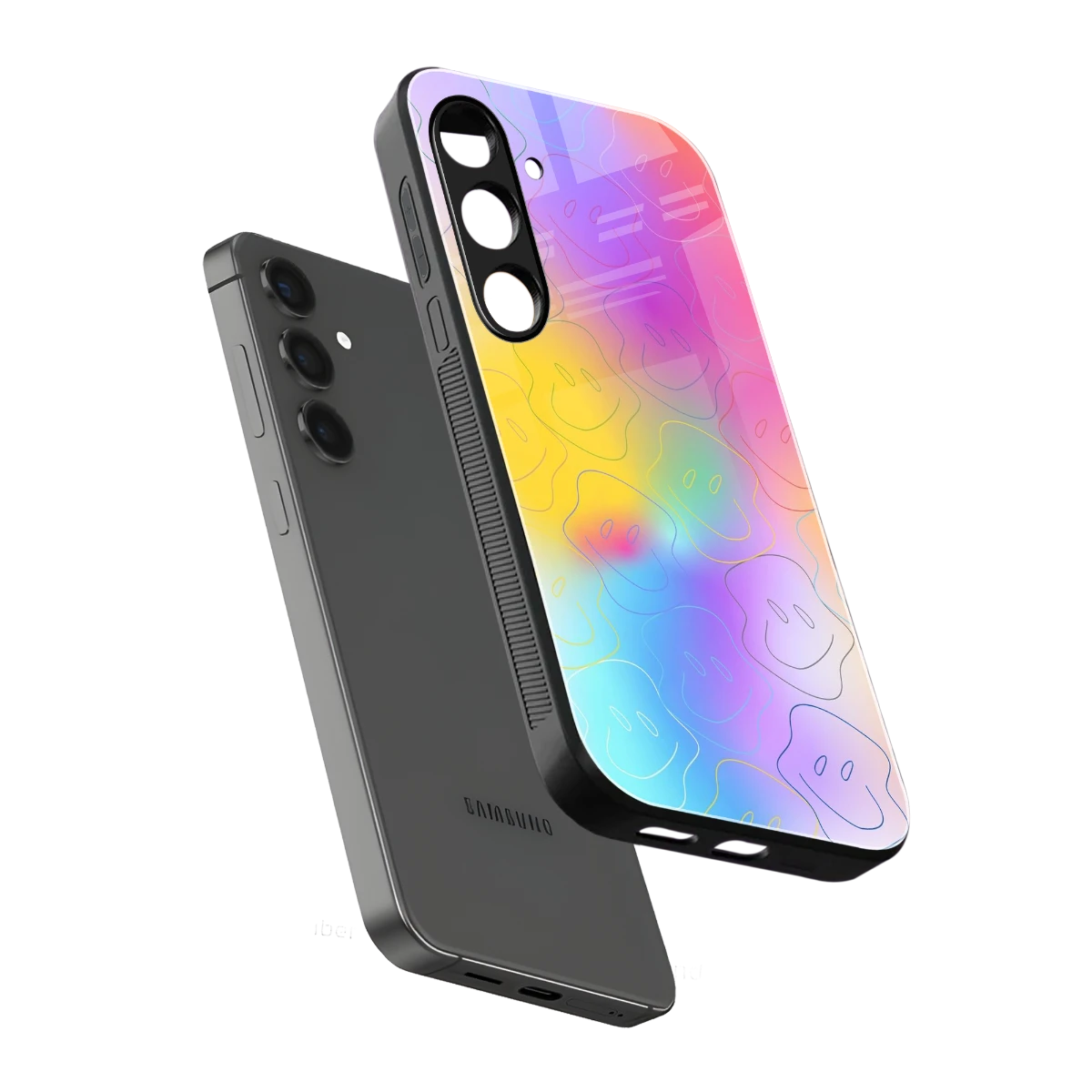 Smiley Colorburst sleek samsung galaxy s25 cover with tempered glass back and TPU edges