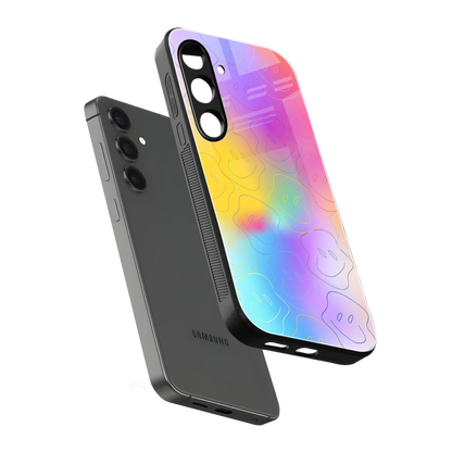 Smiley Colorburst sleek samsung galaxy s23 fe cover with tempered glass back and TPU edges