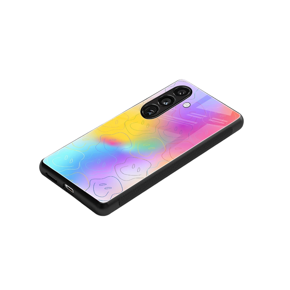 Smiley Colorburst stylish phone case for samsung galaxy s25 | glossy glass and slim fit