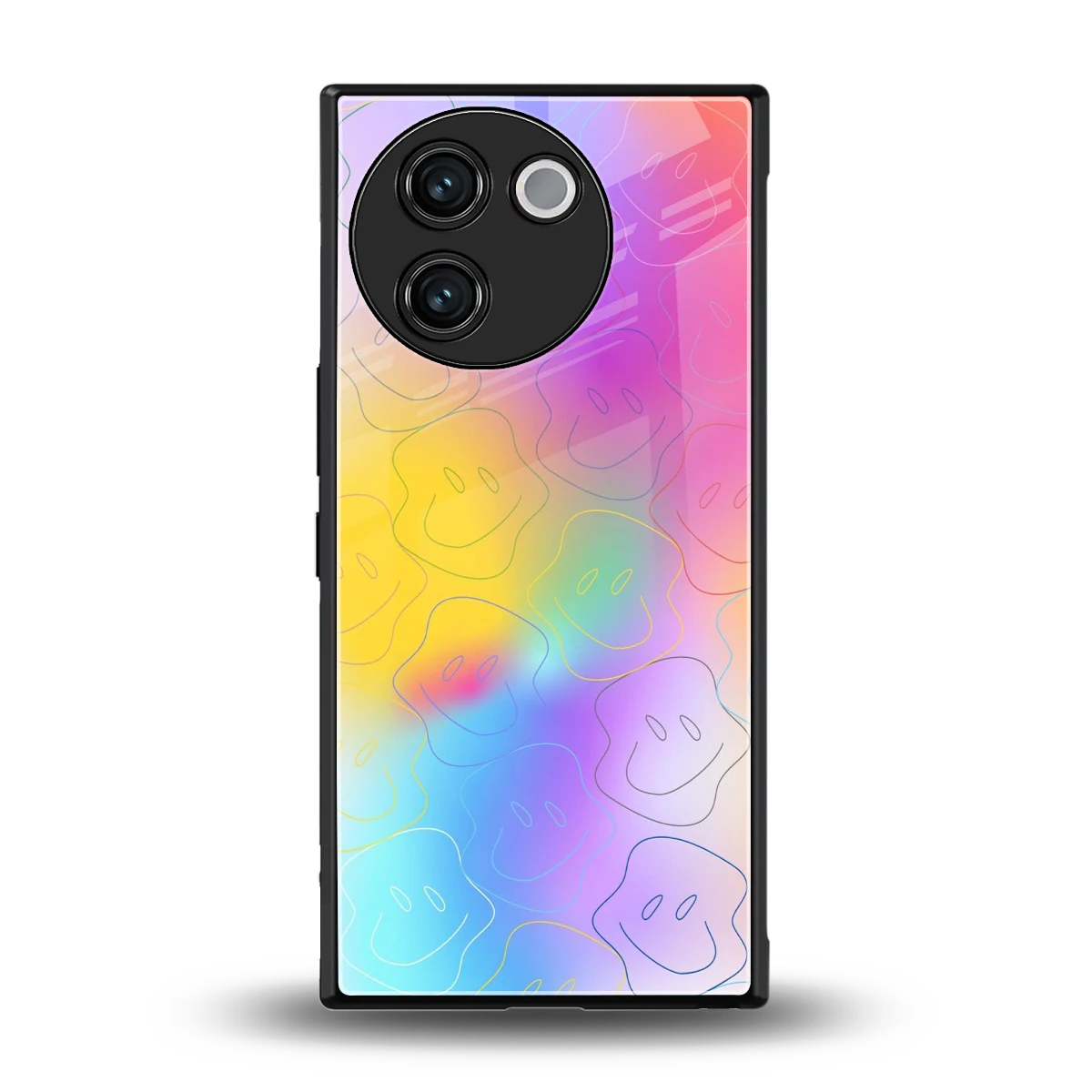 Smiley Colorburst back phone cover | glass case for vivo v30e