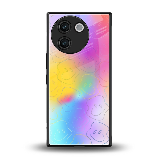 Smiley Colorburst back phone cover | glass case for vivo v30e