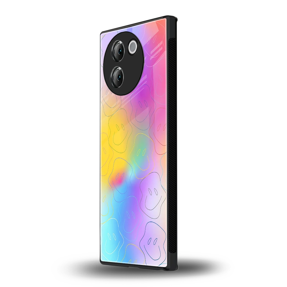 Smiley Colorburst vivo v30e mobile cover | shockproof glass phone case