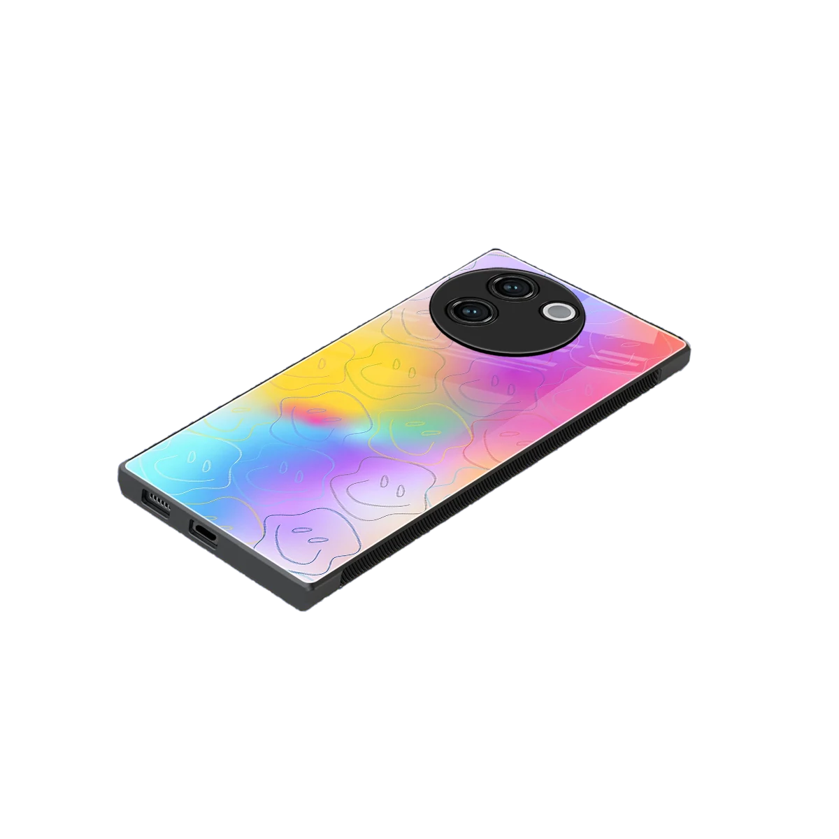 Smiley Colorburst stylish phone case for vivo v30e | glossy glass and slim fit