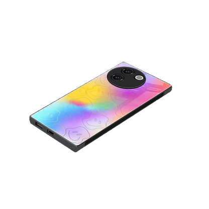 Smiley Colorburst stylish phone case for vivo v30e | glossy glass and slim fit