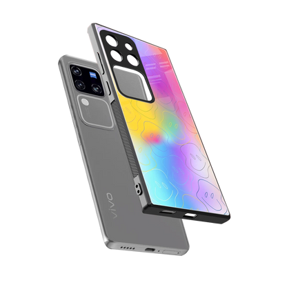 Smiley Colorburst sleekvivo v30 pro cover with tempered glass back and TPU edges