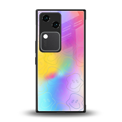 Smiley Colorburst back phone cover | glass case for vivo v30