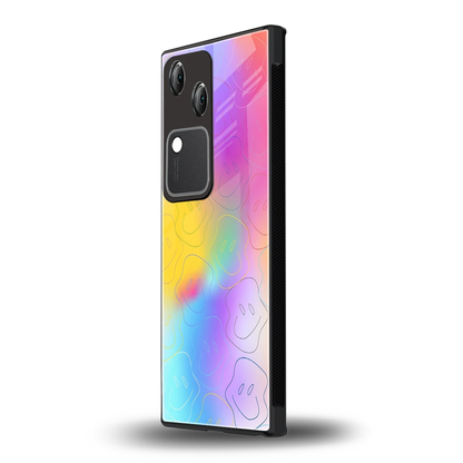Smiley Colorburst vivo v30 mobile cover | shockproof glass phone case