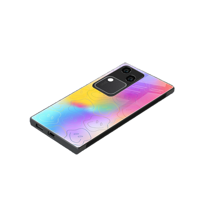 Smiley Colorburst stylish phone case for vivo v30 | glossy glass and slim fit