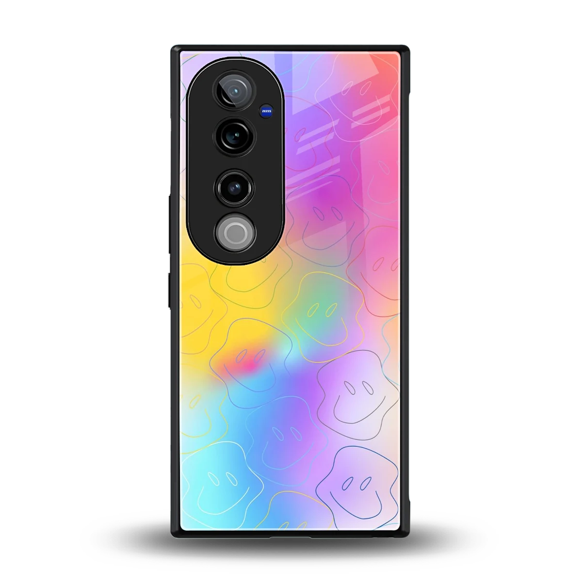 Smiley Colorburst back phone cover | glass case for vivo v40 pro