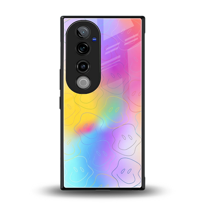 Smiley Colorburst back phone cover | glass case for vivo v40 pro