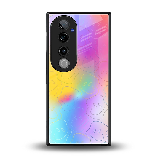Smiley Colorburst back phone cover | glass case for vivo v40 pro