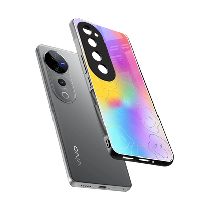 Smiley Colorburst sleek vivo v40 pro cover with tempered glass back and TPU edges