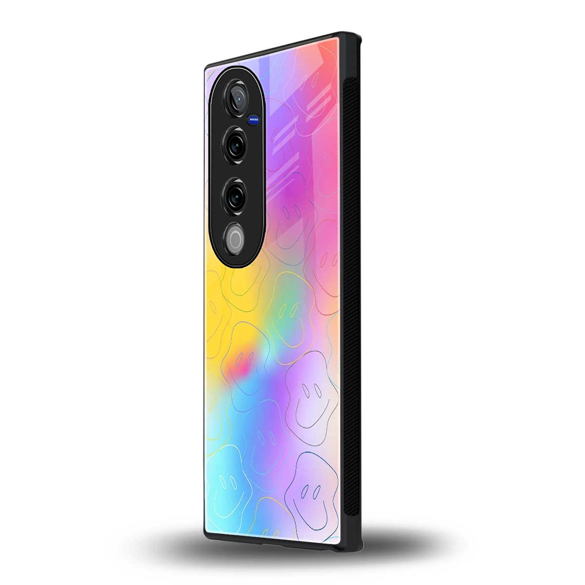 Smiley Colorburst vivo v40 pro mobile cover | shockproof glass phone case