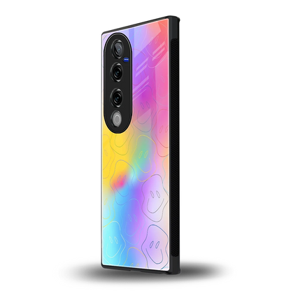 Smiley Colorburst vivo v40 pro mobile cover | shockproof glass phone case