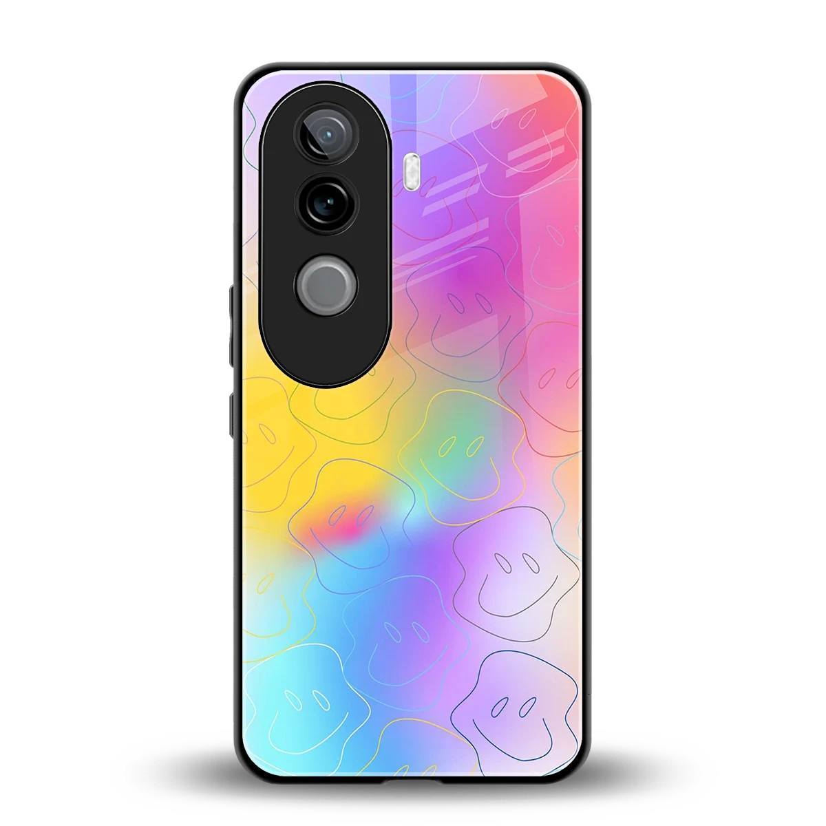 Smiley Colorburst back phone cover | glass case for vivo v40e