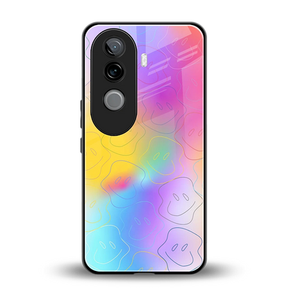Smiley Colorburst back phone cover | glass case for vivo v40e