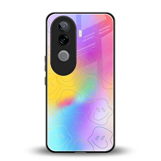 Smiley Colorburst back phone cover | glass case for vivo v40e