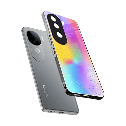Smiley Colorburst sleek vivo v40e cover with tempered glass back and TPU edges