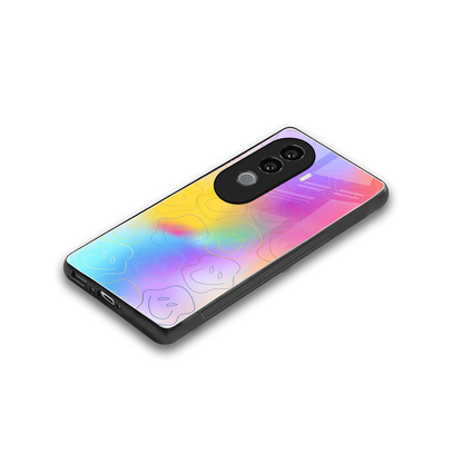 Smiley Colorburst stylish phone case for vivo v40e | glossy glass and slim fit