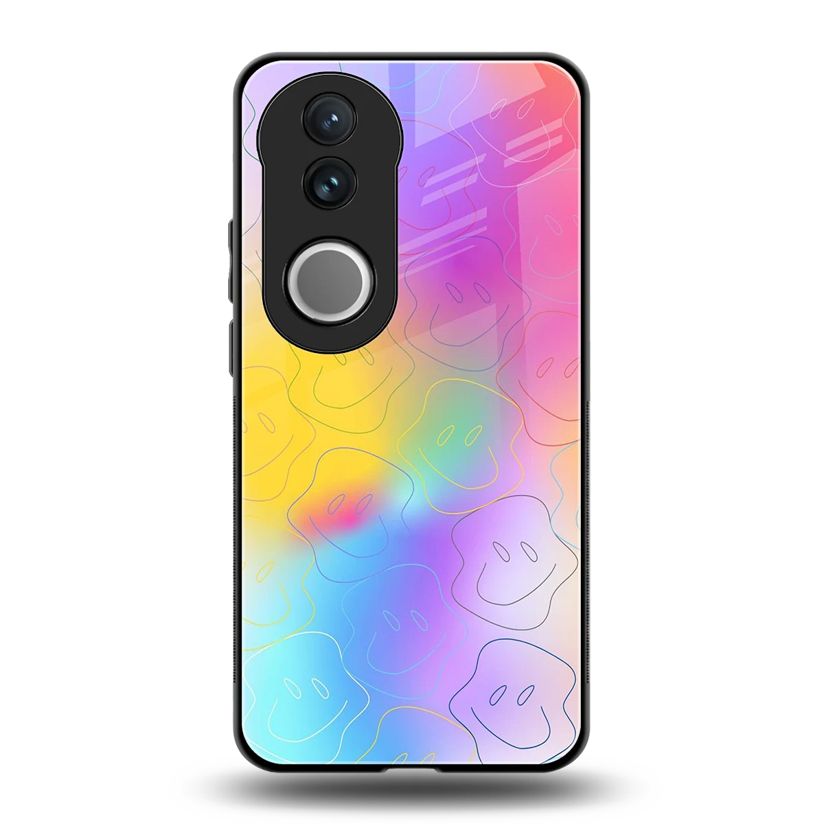Smiley Colorburst back phone cover | glass case for vivo v50