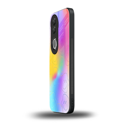 Smiley Colorburst vivo v50 mobile cover | shockproof glass phone case