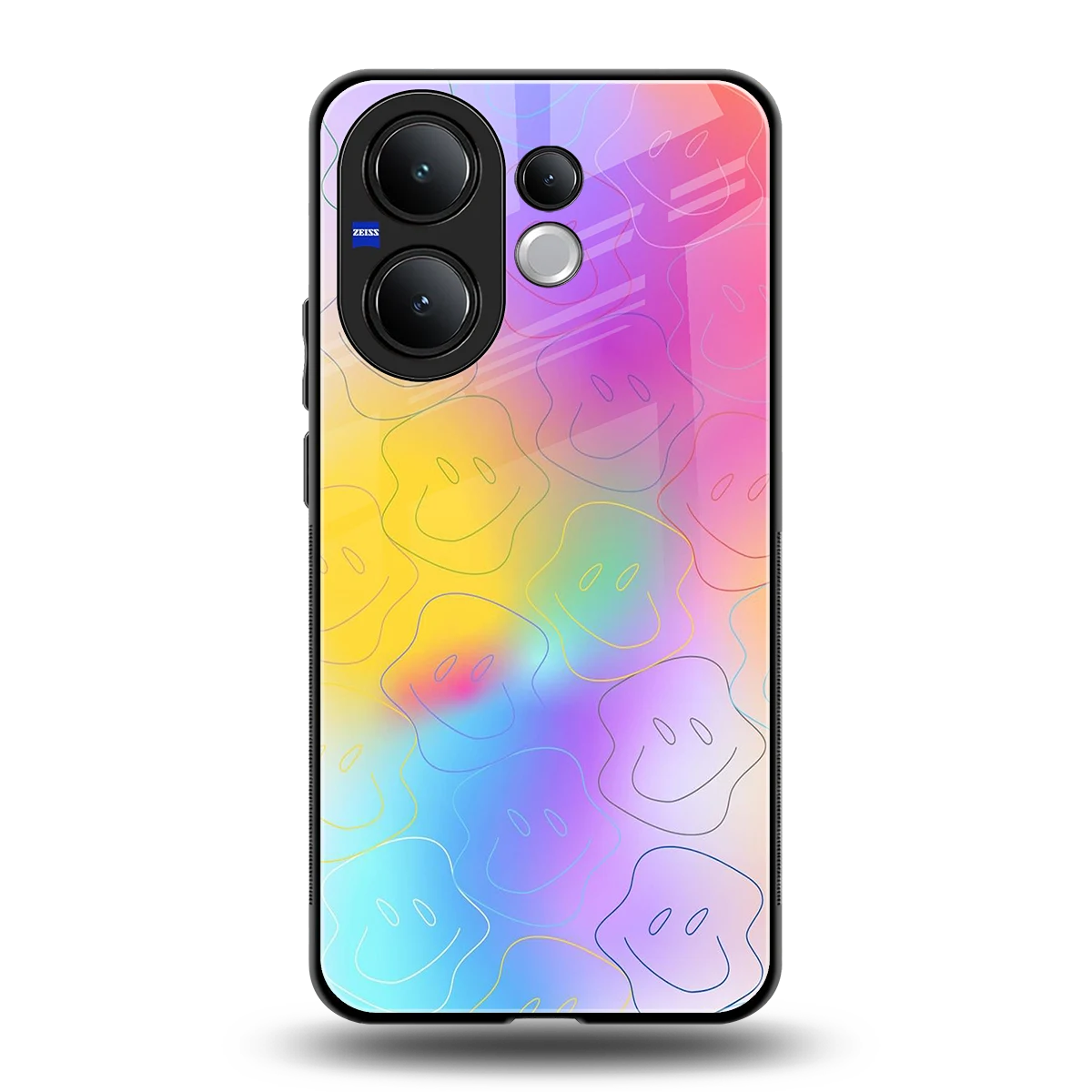 Smiley Colorburst back phone cover | glass case for vivo v60