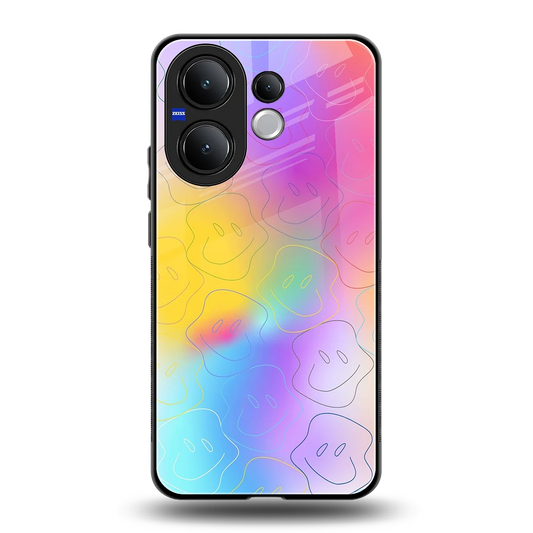 Smiley Colorburst back phone cover | glass case for vivo v60