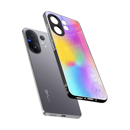 Smiley Colorburst sleek vivo v60 cover with tempered glass back and TPU edges
