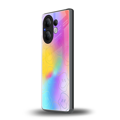 Smiley Colorburst vivo v60 mobile cover | shockproof glass phone case