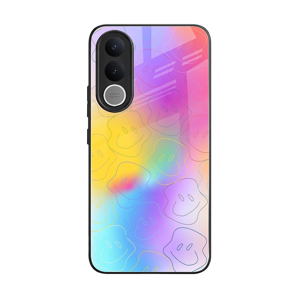 Smiley Colorburst back phone cover | glass case for vivo v70 fe