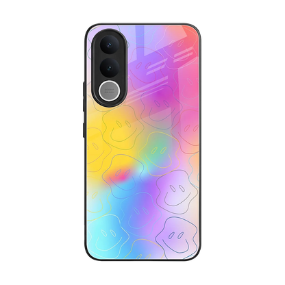 Smiley Colorburst back phone cover | glass case for vivo v70 fe