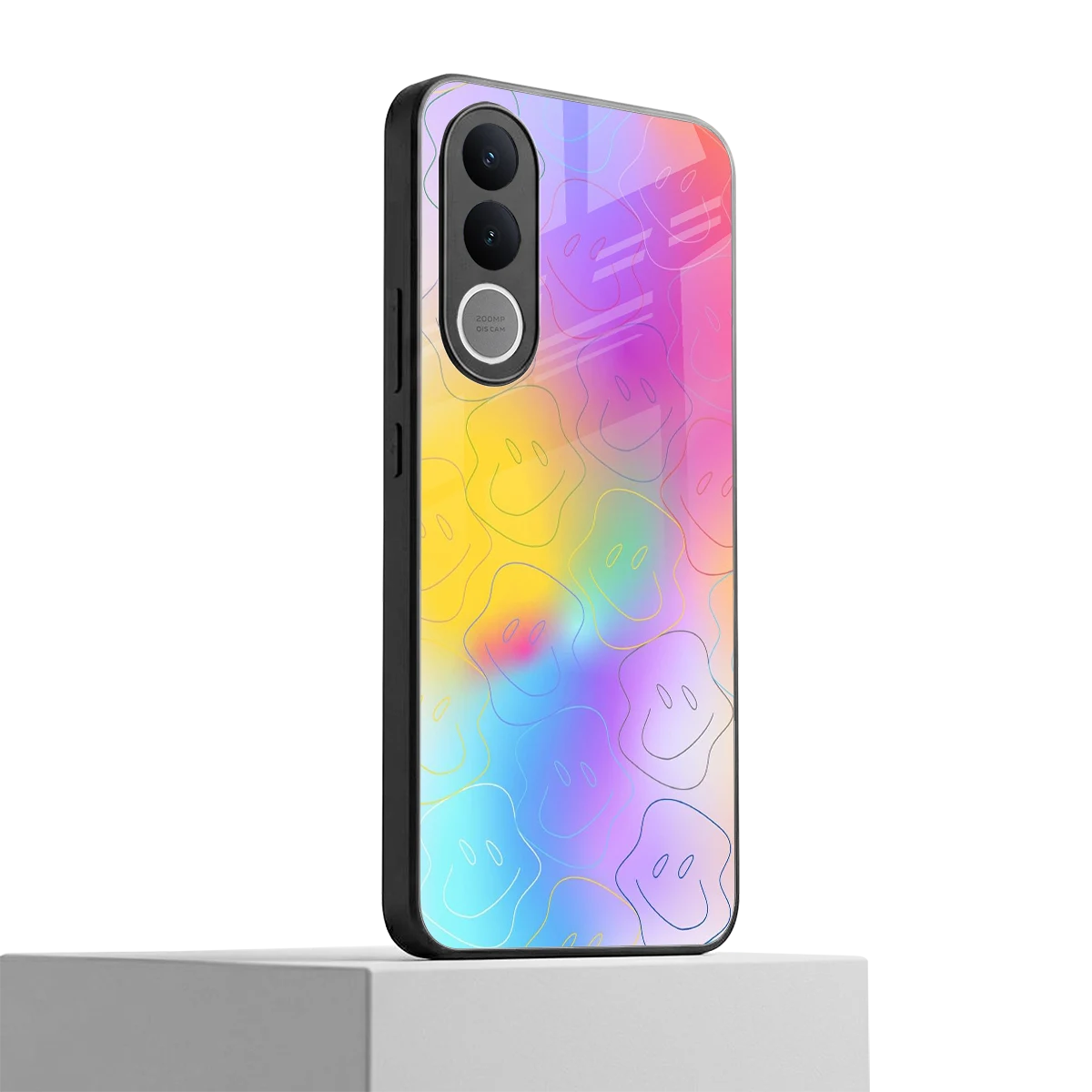 Smiley Colorburst vivo v70 fe mobile cover | shockproof glass phone case