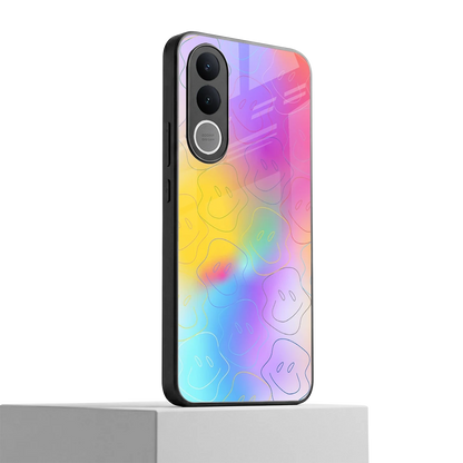 Smiley Colorburst vivo v70 fe mobile cover | shockproof glass phone case