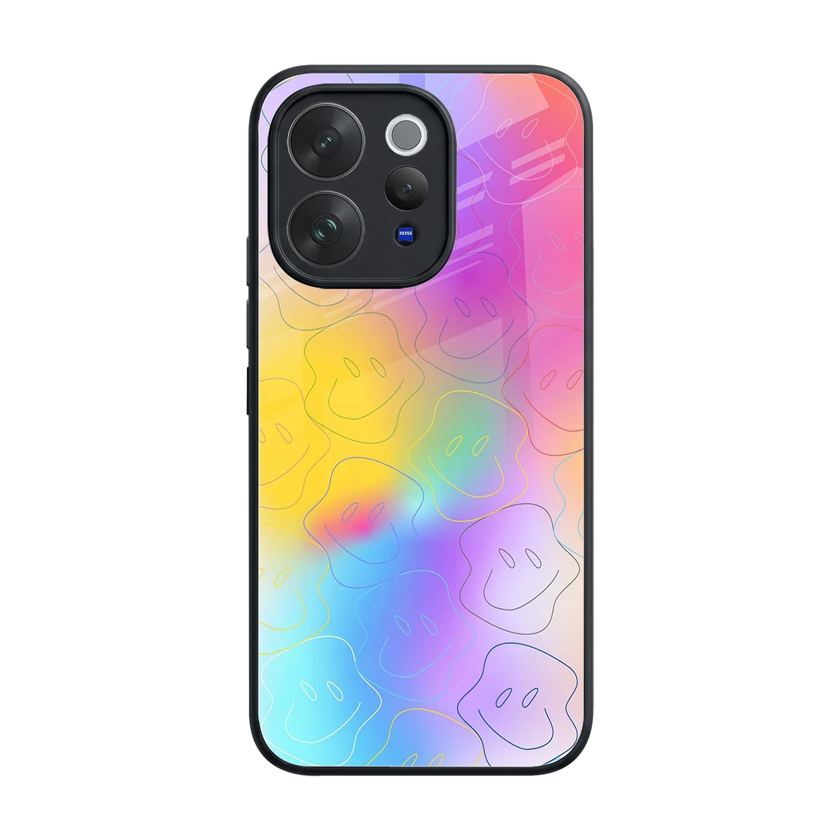 Smiley Colorburst back phone cover | glass case for vivo v70