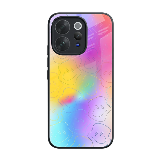 Smiley Colorburst back phone cover | glass case for vivo v70 elite