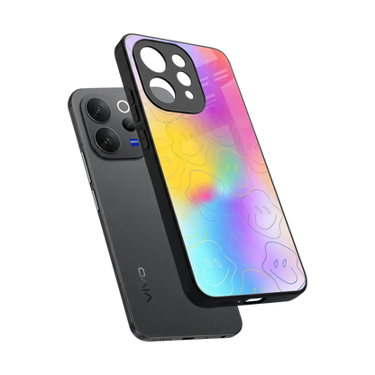 Smiley Colorburst sleek vivo v70 cover with tempered glass back and TPU edges