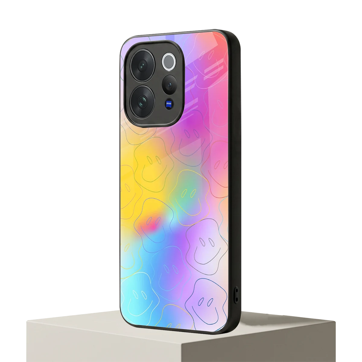 Smiley Colorburst vivo v70 mobile cover | shockproof glass phone case