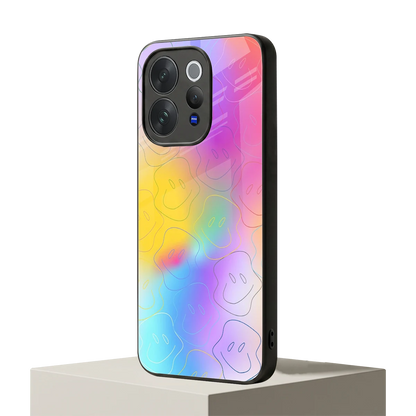 Smiley Colorburst vivo v70 mobile cover | shockproof glass phone case