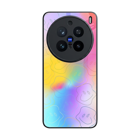 Smiley Colorburst back phone cover | glass case for vivo x200 pro