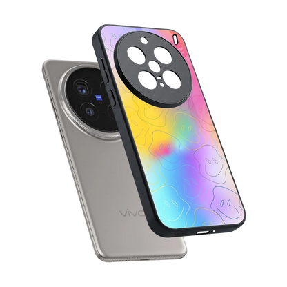 Smiley Colorburst sleek vivo x200 pro cover with tempered glass back and TPU edges