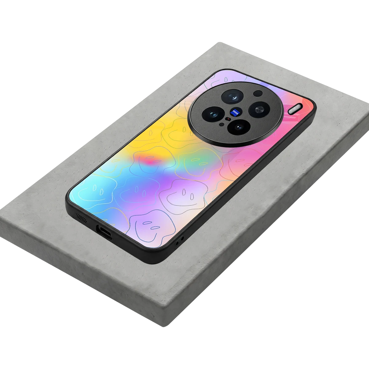 Smiley Colorburst stylish phone case for vivo x200 pro | glossy glass and slim fit
