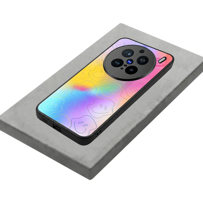 Smiley Colorburst stylish phone case for vivo x200 pro | glossy glass and slim fit
