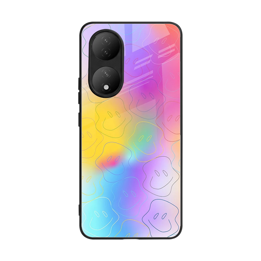 Smiley Colorburst back phone cover | glass case for Vivo-y100